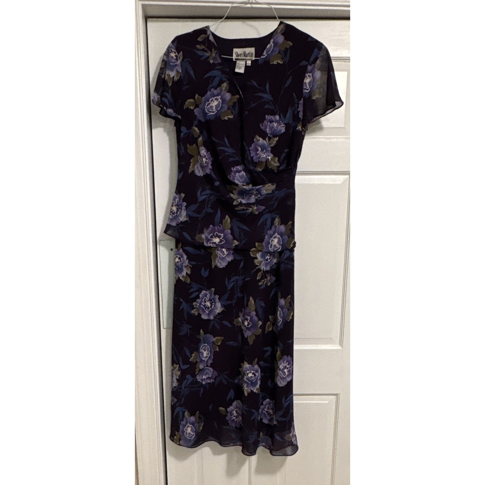 Sherri Martin New York Womens 8 Regular Floral Chiffon Blouse Skirt Set Formal